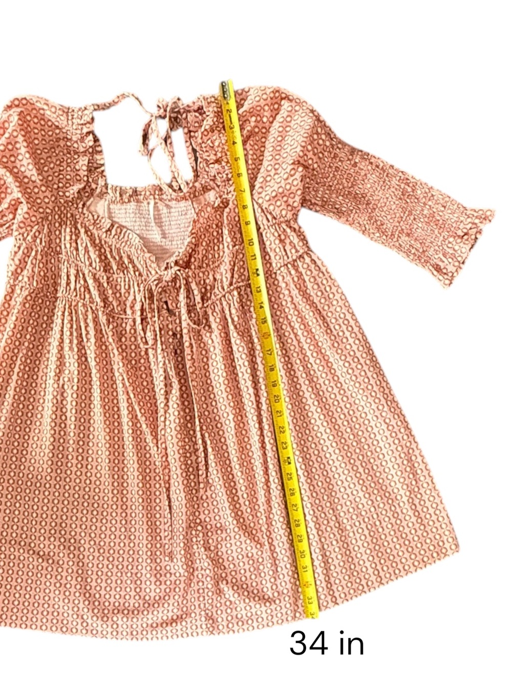 Free People Women's Pink Boho Smocked Long Sleeve Babydoll Mini Dress Size M - Picture 7 of 12